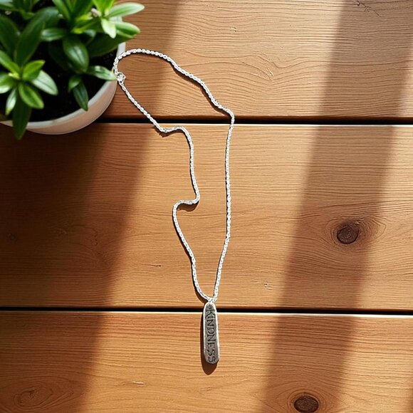 Kindness Pewter Bar Necklace Message Necklace Diamond Cut Stainless Steel - Picture 7 of 7